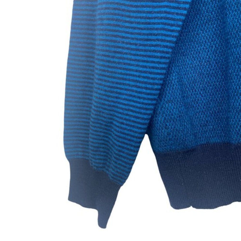 Simons Men's Blue Knit Italian Merino Wool Blend V Neck Long Sleeve Sweater US S - Picture 6 of 8